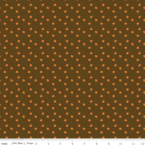 Fall's In Town Brown Pumpkins Yardage by Sandy Gervais for Riley Blake Designs