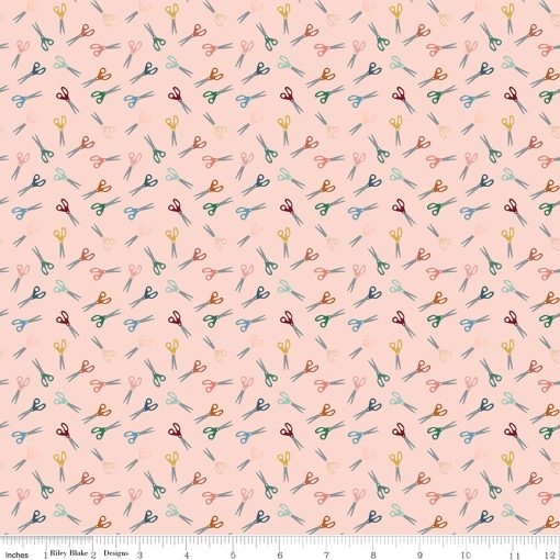 Let's Create Peaches 'N Cream Scissors Yardage by Echo Park Paper Co. for Riley Blake Designs