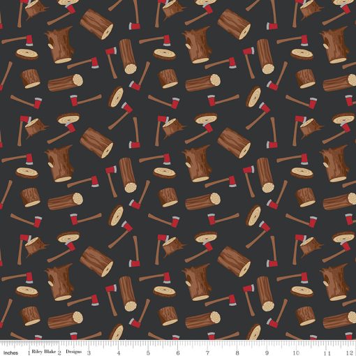 Woodsman Black Wood Axe Yardage by Lori Whitlock for Riley Blake Designs