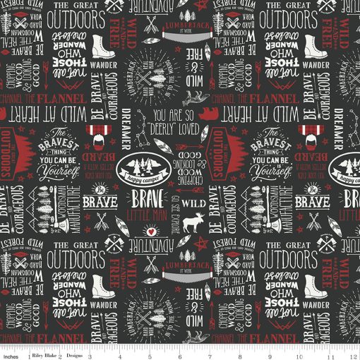 Woodsman Black Text Yardage by Lori Whitlock for Riley Blake Designs