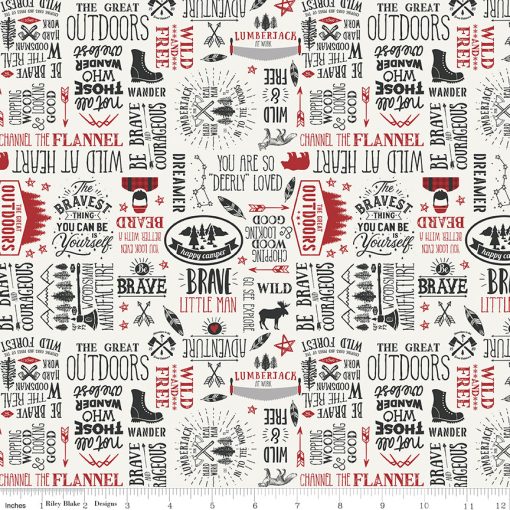 Woodsman Cream Text Yardage by Lori Whitlock for Riley Blake Designs