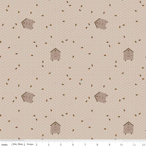 Country Life Natural Worker Bee Yardage by Jennifer Long for Riley Blake Designs