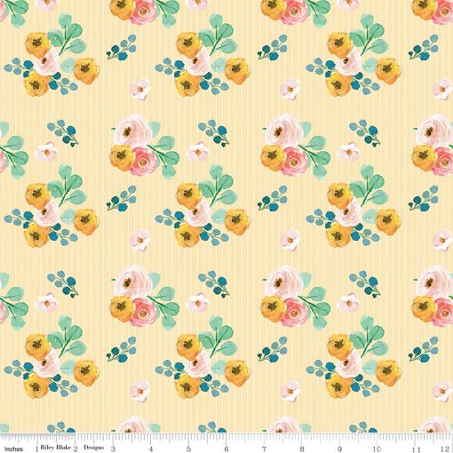 Spring Gardens Beehive Bouquets Yardage by My Mind's Eye for Riley Blake Designs