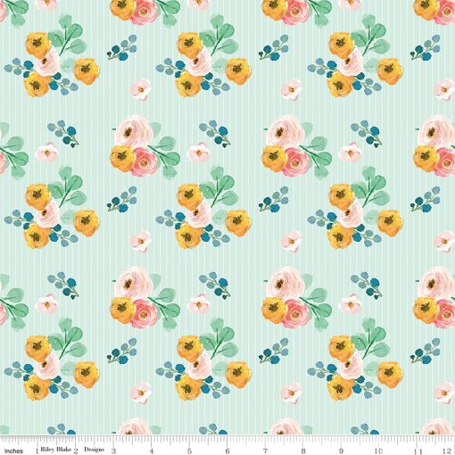 Spring Gardens Sky Bouquets Yardage by My Mind's Eye for Riley Blake Designs