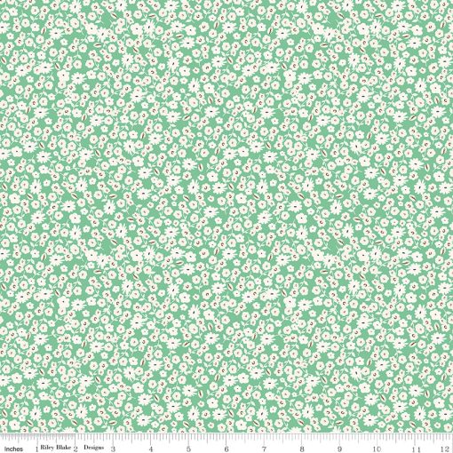 Spring Gardens Green Blossoms Yardage by My Mind's Eye for Riley Blake Designs