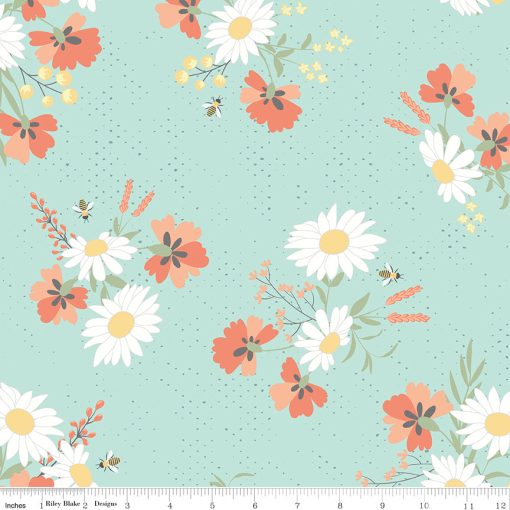 Sunshine and Sweet Tea Mint Main Yardage by Amanda Castor for Riley Blake Designs