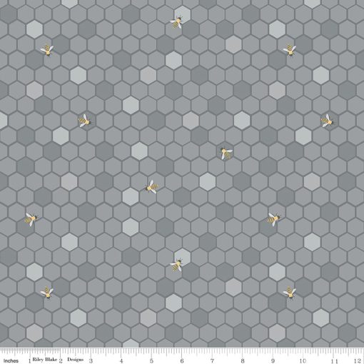 Sunshine and Sweet Tea Gray Honeycomb Yardage by Amanda Castor for Riley Blake Designs