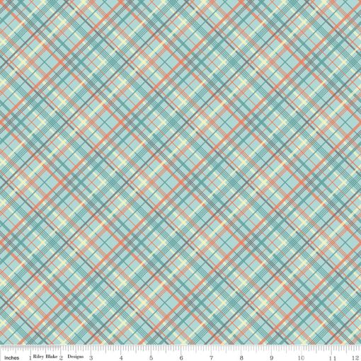 Sunshine and Sweet Tea Mint Summer Plaid Yardage by Amanda Castor for Riley Blake Designs