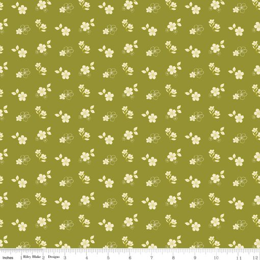 Feed My Soul Olive Tossed Floral Yardage by Sandy Gervais for Riley Blake Designs