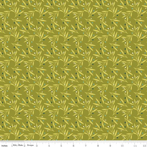 Feed My Soul Olive Leaves Yardage by Sandy Gervais for Riley Blake Designs