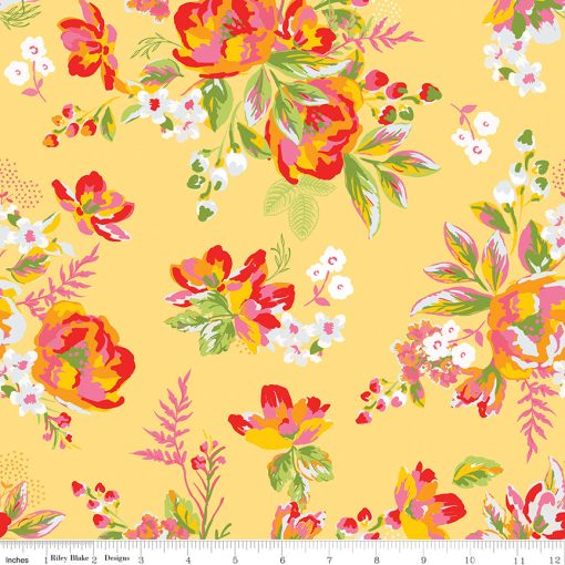 Picnic Florals Yellow Main Yardage by My Mind's Eye for Riley Blake Designs