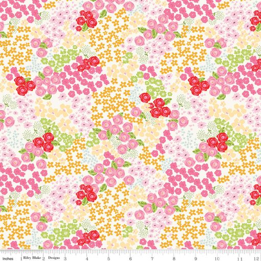 Picnic Florals Cream Flower Garden Yardage by My Mind's Eye for Riley Blake Designs