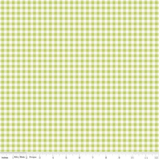 Picnic Florals Green Gingham Yardage by My Mind's Eye for Riley Blake Designs