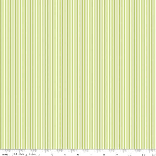 Picnic Florals Green Stripes Yardage by My Mind's Eye for Riley Blake Designs