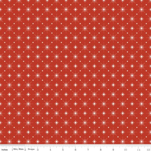 BOLT END 31" Christmas Is In Town Red Stars Yardage by Sandy Gervais for Riley Blake Designs