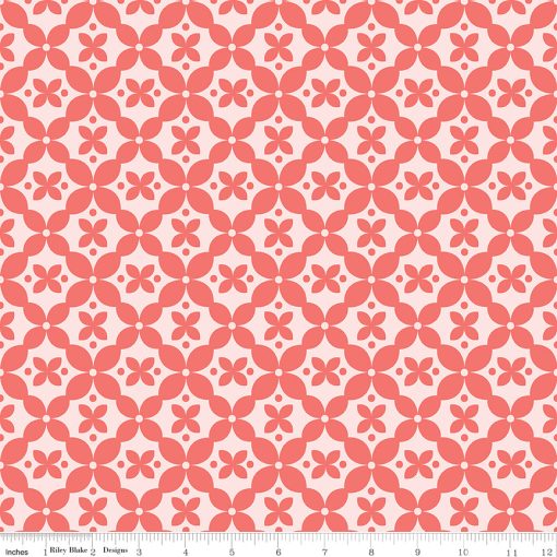 Clover Farm Pink Kitchen Tiles Yardage by Gracey Larson for Riley Blake Designs