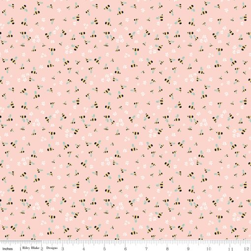 Clover Farm Blush Bees Yardage by Gracey Larson for Riley Blake Designs