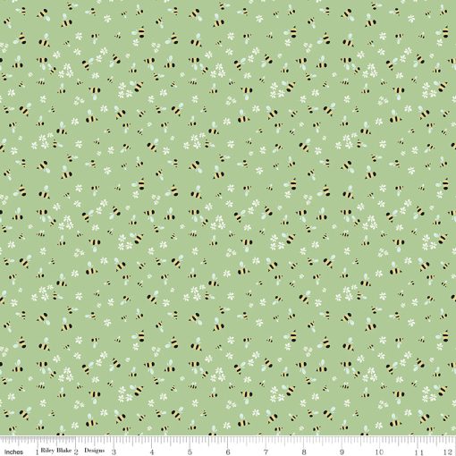 Clover Farm Pistachio Bees Yardage by Gracey Larson for Riley Blake Designs