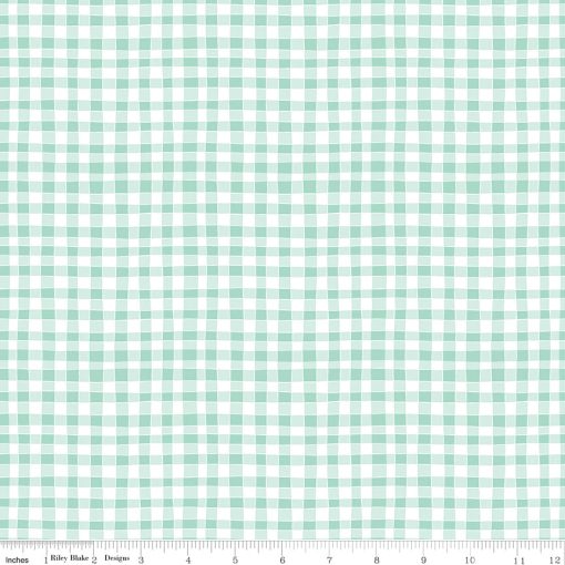 Clover Farm Mint Gingham Yardage by Gracey Larson for Riley Blake Designs