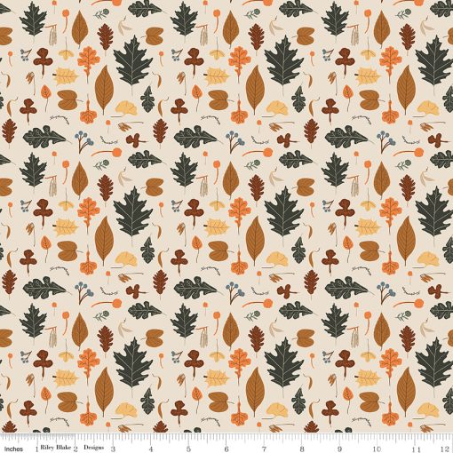 Pumpkin Spice Ivory Leaves Yardage by Simple Simon & Co. for Riley Blake Designs