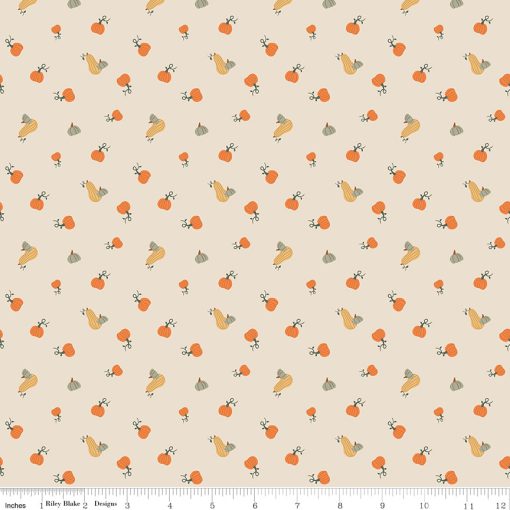 Pumpkin Spice Ivory Pumpkins Yardage by Simple Simon & Co. for Riley Blake Designs