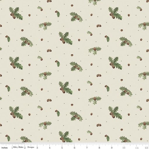 Let's Get Lost in the Woods Off White Acorns & Leaves Yardage by Tara Reed for Riley Blake Designs