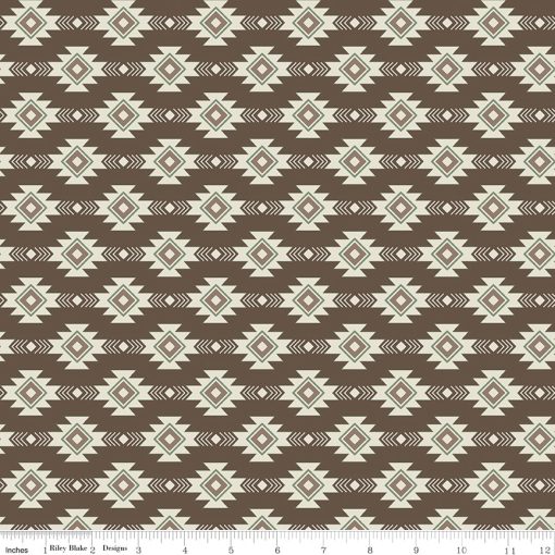 Let's Get Lost in the Woods Brown Geometric Yardage by Tara Reed for Riley Blake Designs