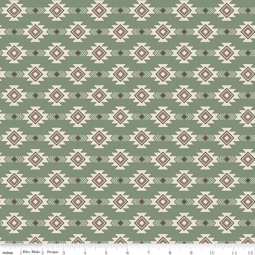 Let's Get Lost in the Woods Sage Geometric Yardage by Tara Reed for Riley Blake Designs