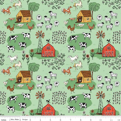 Farm Livin' Mint Main Yardage by Diane Labombarbe for Riley Blake Designs