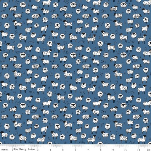 Farm Livin' Denim Sheep Yardage by Diane Labombarbe for Riley Blake Designs