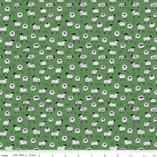 Farm Livin' Green Sheep Yardage by Diane Labombarbe for Riley Blake Designs