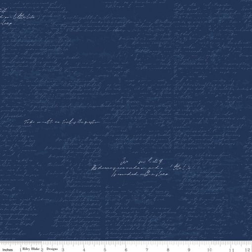 Between The Pages Navy Manuscript Yardage by Fran Gulick for Riley Blake Designs