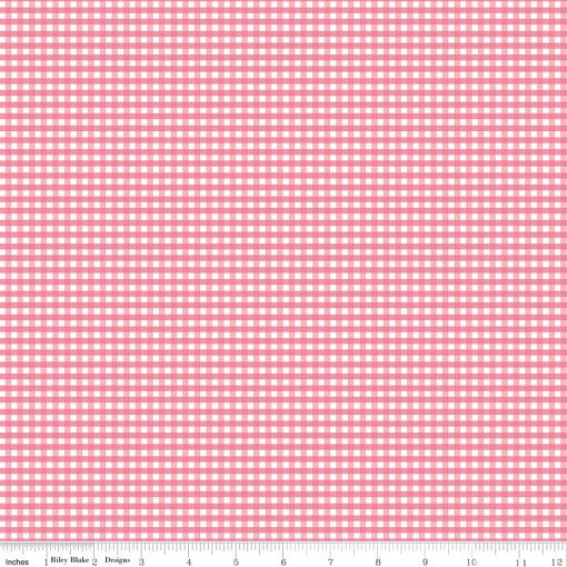 Gingham Sugar Pink 1/8" Gingham Yardage by Riley Blake Designs