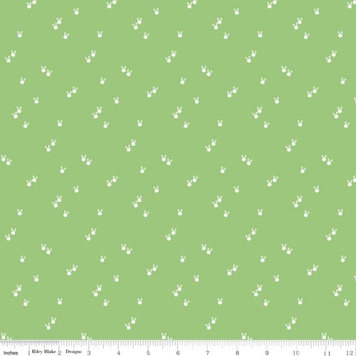 Seasonal Basics Green Bunnies Yardage by Riley Blake Designs