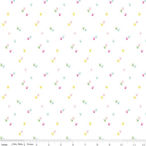 Seasonal Basics White Bunnies Yardage by Riley Blake Designs