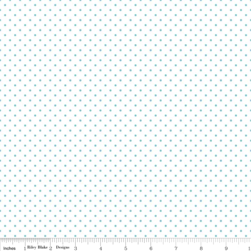 Swiss Dot Aqua on White Yardage by Riley Blake Designs