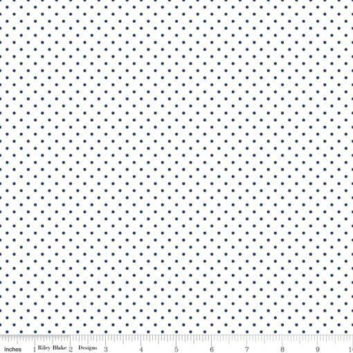 Swiss Dot Navy on White Yardage by Riley Blake Designs