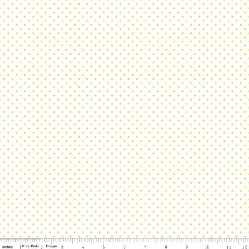 Swiss Dot Yellow on White Yardage by Riley Blake Designs