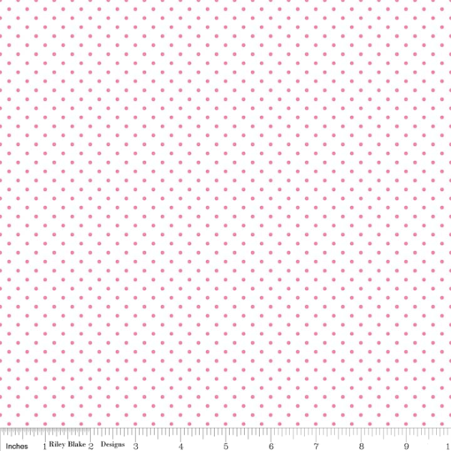 Swiss Dot Hot Pink on White Yardage by Riley Blake Designs