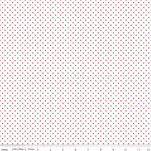 Swiss Dot Red on White Yardage by Riley Blake Designs