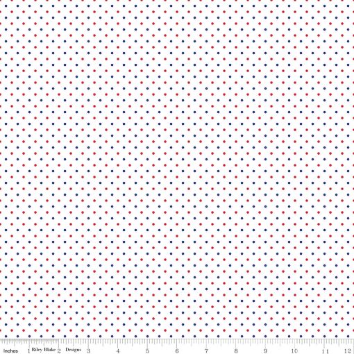 Swiss Dot Patriotic on White Yardage by Riley Blake Designs