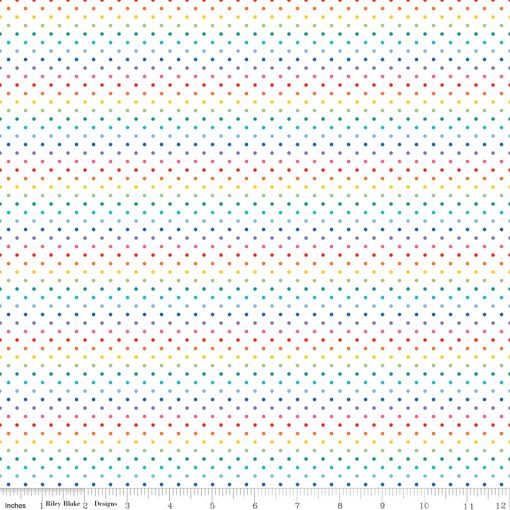 Swiss Dot Rainbow on White Yardage by Riley Blake Designs