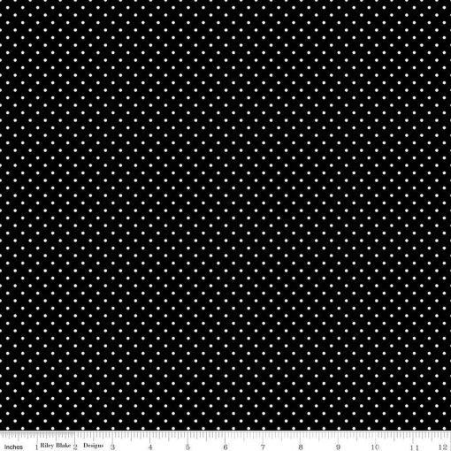 Swiss Dot White on Black Yardage by Riley Blake Designs