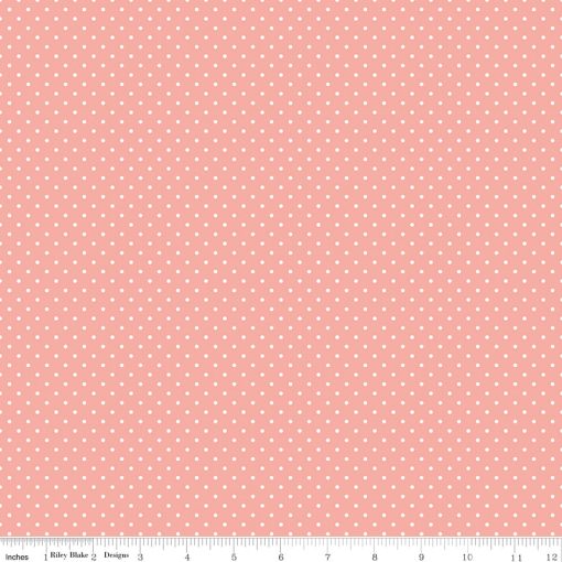 Swiss Dot White on Apricot Blush Yardage by Riley Blake Designs