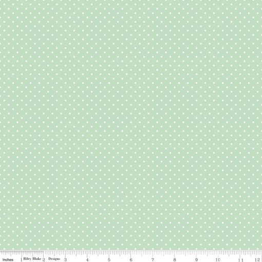 Swiss Dot White on Sweet Mint Yardage by Riley Blake Designs