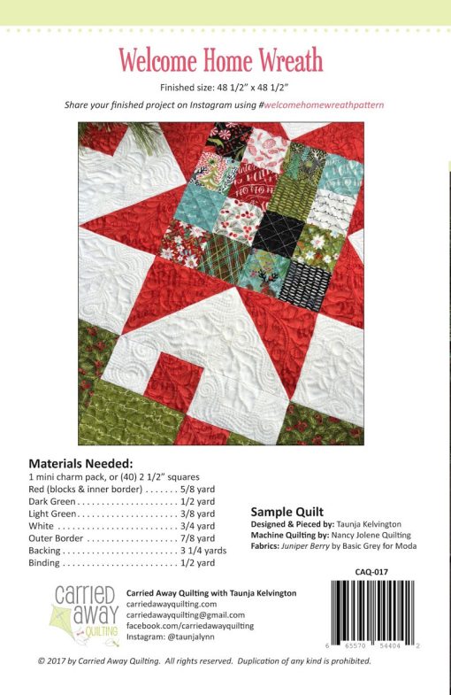 Welcome Home Wreath Pattern by Taunja Kelvington of Carried Away Quilting - Image 2