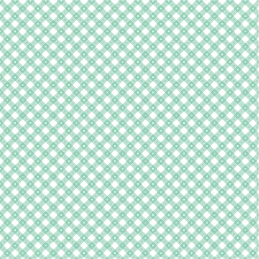 Gingham Picnic Mint Cool Pool Yardage by Lori Woods for Poppie Cotton Fabrics