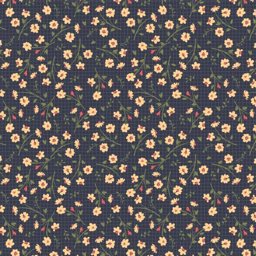 Treasured Threads Navy Dottie Yardage by Lori Woods for Poppie Cotton Fabrics