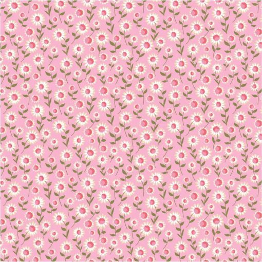 Prairie Sisters Homestead Pink Daisy Dukes Yardage by Lori Woods for Poppie Cotton Fabrics