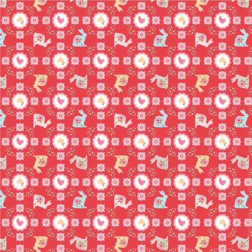 Poppie's Patchwork Club Red Flopsy & Mopsy Yardage by Lori Woods for Poppie Cotton Fabrics